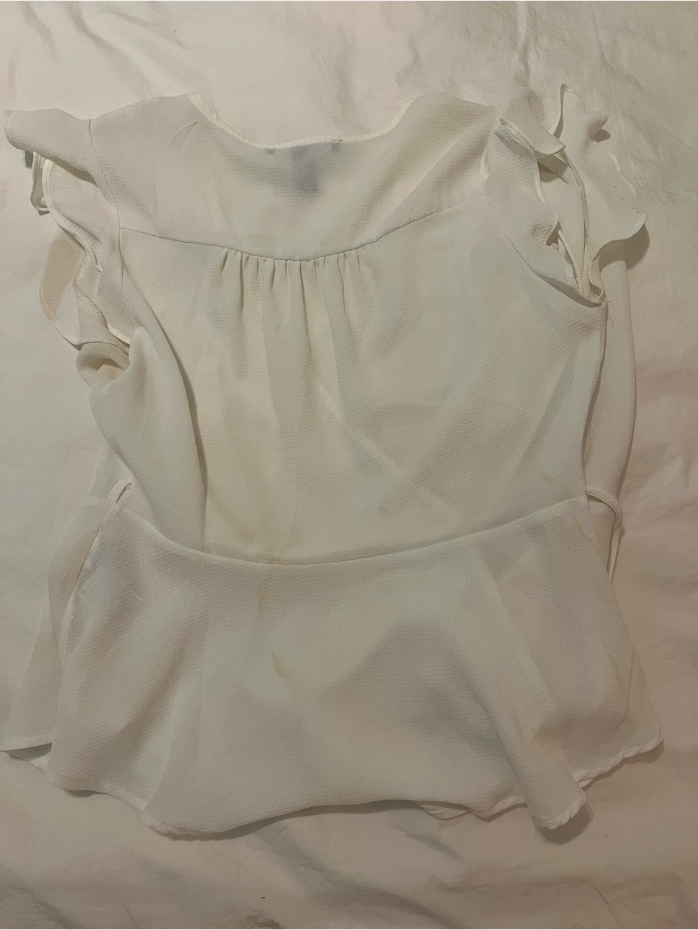 Forever 21 Ivory Ruffle Peplum Blouse